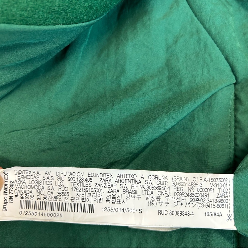 Zara Women's Green double breasted wool blend coat Sz S fall winter - Picture 10 of 14